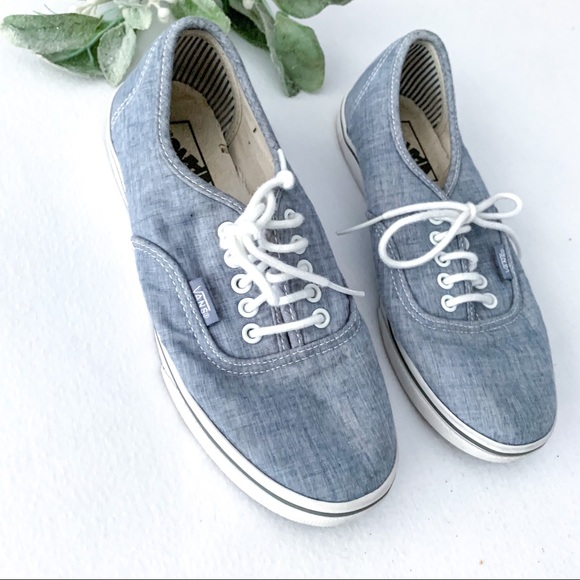 FINAL SALE VANS Jean Chambray Blue Denim Canvas Sneakers - Picture 2 of 7